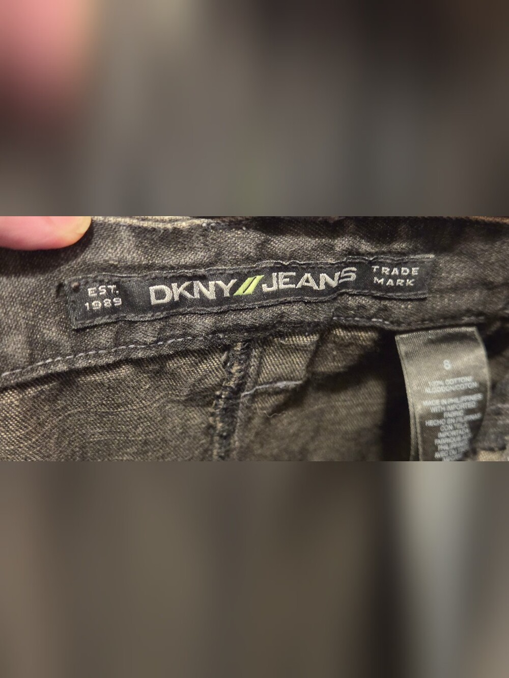 DKNY Black Denim Pencil Skirt with Attached Belt Sz8 - Picture 7 of 10